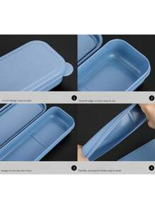 1pc Portable Cutlery Box, Small & Medium Size Makeup Brush, Knife, Fork, Spoon, Chopsticks Box, Pencil Box With Lid, Colorful Storage Box, Essential Travel Cutlery Set, Suitable For Halloween, Christmas Gifts