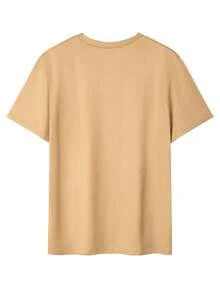 男士字母印花圆领短袖休闲百搭T恤 - 棕色 - 查看 3