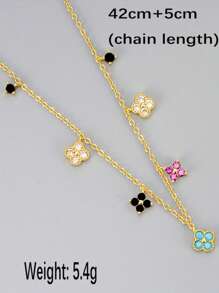 1pc Women Colorful Floral Sweet Style Necklace With Micro-Inlaid Zirconia Stone Pendant