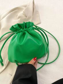 Women's Casual Crossbody Bag, Fashion Colorful Drawstring Fortune Pouch Bucket Bag - Green - View 4