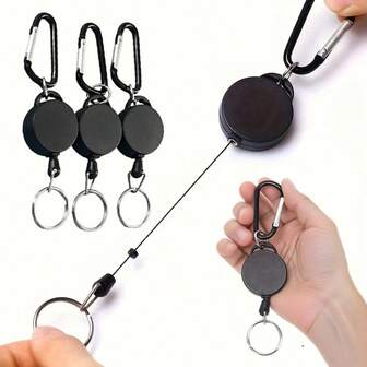 1/3 styck, stöldskyddande och infällbar nyckelring, PVC-materialnyckelring - mattbehandling, infällbar, bärbar, lämplig för vardagslivet - stöldskyddande metallnyckelring med lätt dragspänne och rep - infällbar nyckelring, förhindrar förlust av liftkort, kan användas för att hänga med mobiltelefonrep