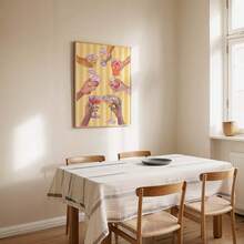 1pc "Cheers" Cocktail Art Clinking Glasses Pattern, Rainbow Drinks, Yellow & White Striped Background, Frameless Poster, Single Party Decor & Dorm Gift (Back To School Wall Art) - Multicolor - View 5