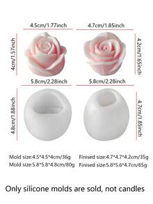 情人节花香蜡烛模具玫瑰手工皂扩香石石膏模具硅胶材质，易于拆卸清洗 - 白色 - 查看 18