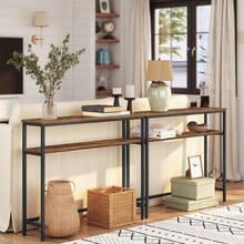 HOOBRO Console Table For Hallway Slim, 100 CM Hallway Table With Adjustable Shelf, Slim Sofa Table With Storage, For Living Room, Office, Industrial, Sturdy, Rustic Brown - Brown - View 3