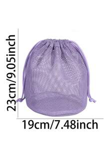1pc Drawstring Mesh Makeup Bag, Convenient Breathable Travel Toiletry Pouch, Draining Wash Bag