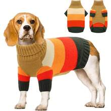Local Delivery Dog Sweater, Stretchy Dogs Sweaters Large Sized Pets, Turtleneck Sweater For Pet Large Breed, Thick Knitwear For Fall Winter, Clothes For Pug, French Bulldog (Brown L) - Brown - View 9