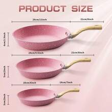 Frying Pan Nonstick, 11 Inch Pink Egg Pan, Non Stick Fry Pan 100% PTFE PFOA-Free Omelet Pan, Toxin-Free Skillets Stone Cookware, Anti-Warp Base With All Stove Tops Available, Induction Compatible