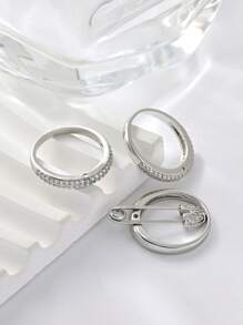 1pc Fashion Safety Pin Decorative Ring,Sparkling Rhinestone Pendant Accessory,Multi-Layer Removable Ring With Pin Design,Elegant Ladies Jewelry,Suitable For Daily Wear,Perfect Gift For Birthday,Valentine's Day.(Chain Is For Display Only,Not Included)