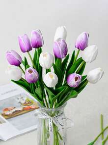 15pcs 13inch Artificial Tulip Flowers, Fake Plants - Multicolor - View 17
