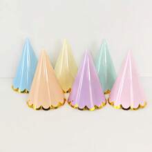 Macaroon Birthday Paper Hat With Foil Trim Party Decoration, Paper Cone Birthday Hat