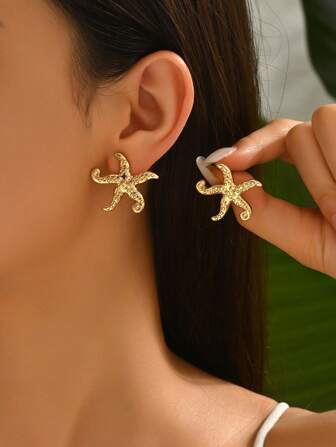 1 paire de boucles d'oreilles asymétriques à la mode, style vacances à la plage, convient pour le port quotidien pour les femmes
