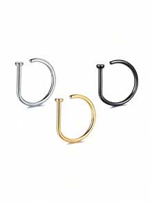 3件套女士假鼻环鼻中隔环无穿孔鼻夹摇滚嘻哈风不锈钢时尚朋克风身体饰品，是圣诞节或情人节的完美礼物。 - 彩色 - 查看 12