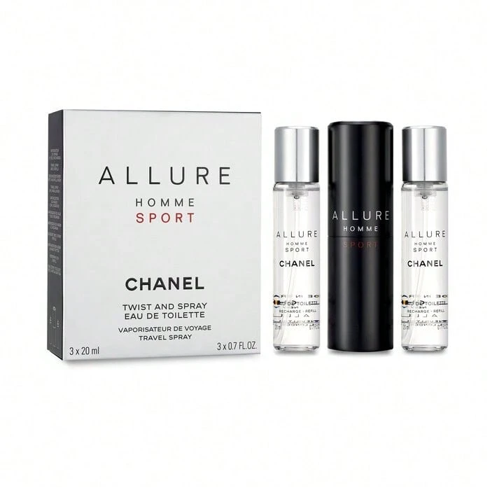 CHANEL Allure Homme Sport Eau De Toilette Travel Spray (With Two Refills) 3x20ml/0.7oz - 花卉印花 - 查看 1
