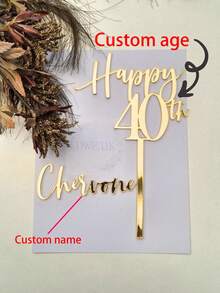 生日蛋糕装饰定制，亚克力装饰，个性化亚克力生日蛋糕装饰，周年纪念甜点吊饰个性化年龄数字和姓名蛋糕装饰套装亚克力蛋糕吊饰生日 1 岁 16 岁 18 岁 21 岁 30 岁 40 岁 50 岁 60 岁 70 岁 80 岁 90 岁 100 岁 - 年齡蛋糕標籤 - 查看 2