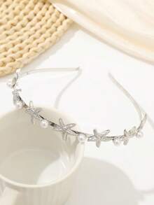 1 件时尚简约波西米亚风海洋元素贝壳、海螺、海星和珍珠合金发箍，适合日常佩戴和装饰，女士发带头带，发饰， - 彩色 - 查看 10