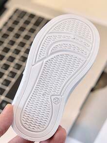 1 Pair Baby Color Block Round Toe Hook And Loop Fastening Canvas Casual Sneakers, Unisex Style Suitable For All Seasons