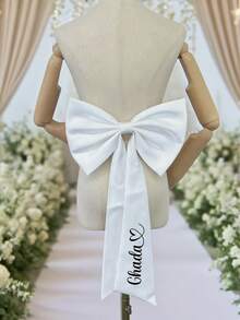 1 件可定制可拆卸蝴蝶结、女式蝴蝶结、腰带蝴蝶结、教堂婚礼蝴蝶结、婚礼蝴蝶结、新娘配饰、婚礼装饰、白色缎带蝴蝶结、塔夫绸蝴蝶结婚纱蝴蝶结、适用于新娘礼服、丝带蝴蝶结婚礼配饰、伴娘配饰、单身派对装饰