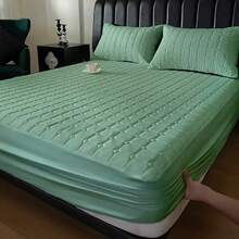 Waterproof Protective Cover With Elastic For Queen King Or Single Bed Mattress Quilted - 青檸色 - 查看 2