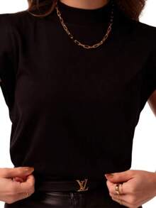 Basic Muscle Tee Discreet Side Detail Comfortable And Basic Beautiful Stylish Alternative A Luxury - Hitam - View 1