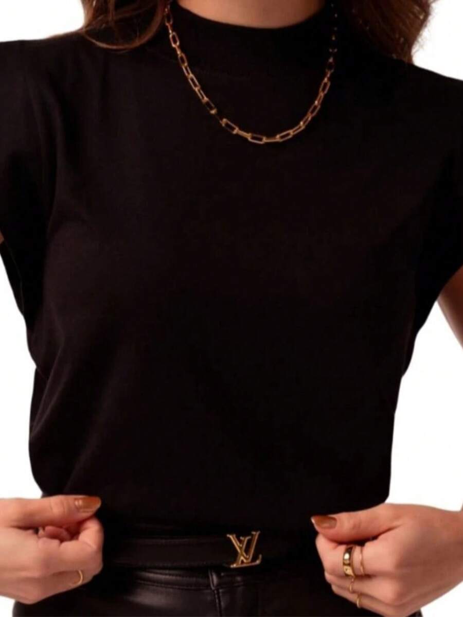Basic Muscle Tee Discreet Side Detail Comfortable And Basic Beautiful Stylish Alternative A Luxury - Hitam - View 1