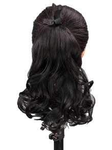 Pinzas para cola de caballo con lazo, peluca artificial y peine para cabello ondulado para el Día de San Valentín, extensiones de cabello rizado para niños