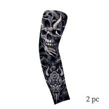 2pcs Sun Protection Sleeve Covers For Men, Thin Tattoo Arm Sleeves, Sun-Shading Sleeve, Cool Cycling Sleeves For Summer Fake Tattoo Arm Warmers Autumn Outfits Halloween Costumes Black Arm Sleeve Gifts For Men