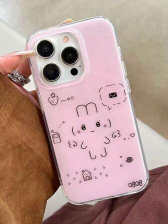 Cute Rabbit Cartoon Design Full Coverage Phone Case For IPhone 17 Pro Max/17 Pro/17 Air/17/16 Pro Max/16 Pro/ 15 Pro/15 New/14 Pro/13/12/11