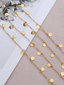 1m/2m Fashion Stainless Steel Round Disc Pendant Chain, Suitable For DIY Jewelry Making Necklace, Bracelet, Anklet - Chain - View 1
