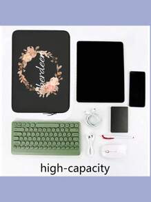1 Piece 13 Inch Diy Printed Laptop Bag, Gold Rose Wreath, Simple Briefcase, Laptop Protection Bag, Laptop Commuter Briefcase, Document Storage Bag, Commuter Bag, Computer Storage Bag With Zipper, Suitable For Daily Commuting, Business Trips, Travel, Back To School, Also The Best Choice For Birthday Gifts And Holiday Gifts