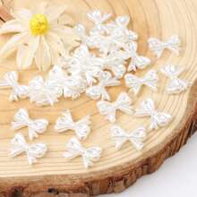 30pcs White Faux Pearl Bow Flat Back Bow Decoration For Phone Case, Fan, Cream Glue, DIY Bracelet, Necklace, Phone Case, Craft
