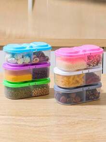 1/2件雙層網格食物儲存盒，極簡透明收納盒，適用於廚房、夏季海灘派對、食物、露營、收納整理、房間裝飾、廚房用品 - 彩色 - 查看 8