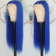 13X6 Free Part Platinum Blonde Lace Front Wigs 28 Inch Pre Plucked Long Straight Hair Wigs Glueless Soft Ash Blonde Colored Wigs Heat Resistant Fiber Hair Synthetic Lace Front Wigs For Women For Daily Christmas Party Cosplay Use - 寶藍色 - 查看 5