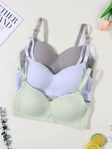 Set de 3 sujetadores simples y cómodos de estilo acanalado para adolescentes de 13 a 16 años - Multicolor - Ver 2