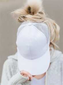 1 Peça Boné Ajustável Novo Para Rabo de Cavalo Feminino Com Abertura Traseira, Boné de Tela Tipo Caminhoneiro, Boné de Beisebol Vazado Com Rabo de Pato, Boné Para Sol Sólido, Fashion Feminino, Boné de Beisebol Com Rabo de Pato Leve, Ideal Para Esportes ao Ar Livre, Golfe, Pesca, Corrida - Cores Variadas