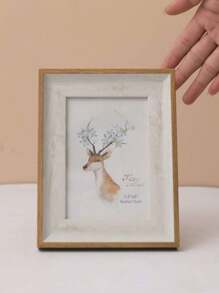 1pc 5-Inch Imitation Wooden Photo Frame With Replaceable Picture Core, Table Arrangement And Random Photo Paper Card Display Stand, Suitable For Home Decoration, Birthday And Graduation Gifts.