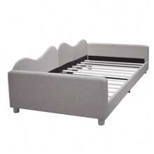 Sairedel Cama infantil estofada 90*200cm, sofá-cama, estrutura de cama, tecido de pelúcia, cama multifuncional macia com encosto e braços, cama juvenil, cama de hóspedes rosa