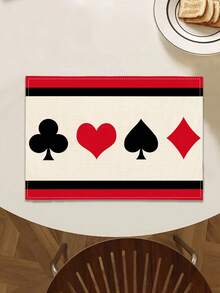 1 buah Taplak Meja Motif Geometris Kartu Remi, 4/6/8 buah Alas Piring Motif Geometris Kartu Remi, Cocok untuk Liburan, Pesta, Ulang Tahun, Makan Malam, Dekorasi Dapur dan Ruang Makan, Tekstil Rumah, Sepanjang Musim - MultiWarna - View 12