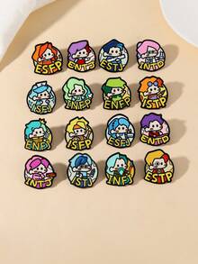 1 件装 16 型个性化 MBTI 徽章创意个性化职业个性化测试别针背包配件 - 彩色 - 查看 6