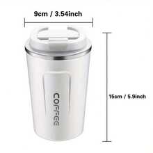 1 件 380ML 不锈钢可重复使用咖啡杯，便携式旅行杯，冷/热防漏保温水杯，适用于办公室和汽车水瓶，返回学校