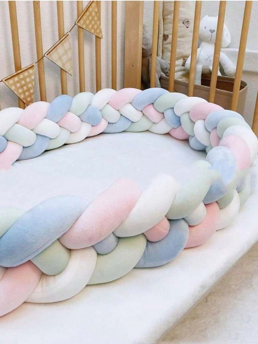 1 件 1 个月/2 个月/3 个月婴儿床保险杠、4 股编织婴儿床内衬、打结长条婴儿床护栏、婴儿房防撞垫、婴儿床床上用品、摇篮保护装置、新生儿日托婴儿床保险杠、男孩和女孩婴儿房装饰