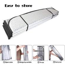 1件装可折叠汽车挡风玻璃遮阳罩，汽车挡风玻璃雪罩，防水防晒 - 銀色 - 查看 3