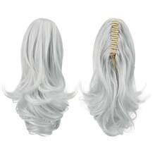 SOFEIYAN Ponytail Extension 11 Inch Claw Clip Ponytail Hair Extensions Long Curly Wavy Ponytail Fluffy Clip On Pony Tails Synthetic Hairpiece For Women,Dark Brown/Golden Auburn - Silver Grey - View 10