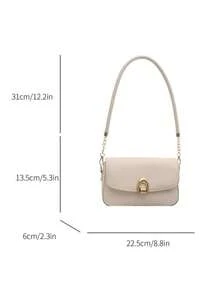 时尚纯色金属装饰多用途腋下单肩包，适合购物、钱包、手提包、年轻女性、大学生、新手、办公室女士。非常适合办公室、大学、工作、商务、通勤、户外活动、旅行和郊游