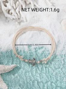 Neuer Retro-Stil Schildkröte handgewebte Hanfseil Knöchelkette, unisex, perfekter Modeaccessoire für Sommerstrände, multifunktionale dekorative Kette (Armband, Knöchelkette)