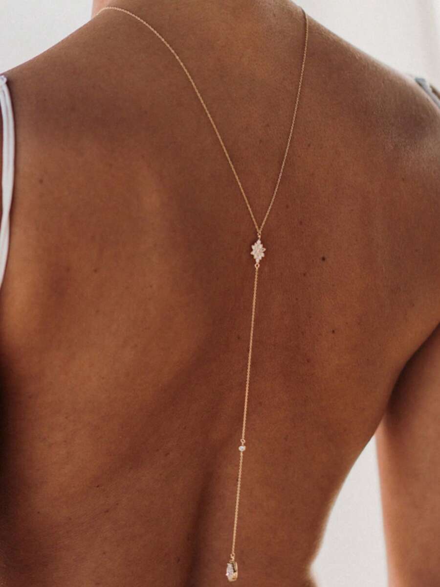 Sexy Water Drop Back Chain European And American Bridal Tassel Necklace Body Chain