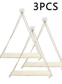 SHEIN X Milania 1/2/3pcs Minimalist Weaving Wall Hanging, Plant Hanger Indoor Hanging Plante,Hanging Shelves For Wall, Rustic Wood Farmhouse Rope Shelf,Boho Fabric Woven Storage Board Tapestry Hanging Shelf Design Hanging Decoration For Home Decoration For Bathroom, Office, Veranda, Bedroom, Living Room And More