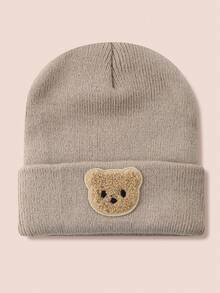 1 件可爱熊图案婴儿针织帽，儿童针织帽，适合男孩和女孩，适合户外和日常穿着，秋冬 - 彩色 - 查看 7