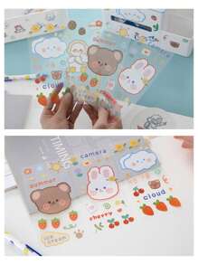 1pc Cute Large Capacity Water Bottle With Straw, Suitable For Back To School & Beach, 4pcs Water Bottle Sticker Decals