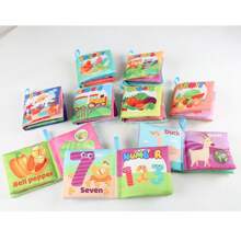 8 pièces Livre en tissu haute contraste avec papier sonnette - Livre en tissu jouet d'apprentissage précoce, stimulation visuelle lavable et développement cognitif pour les nouveau-nés de 0 à 6 mois