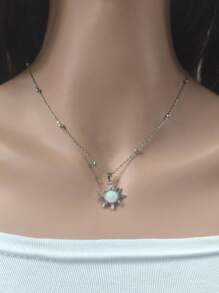 1 pieza Collar minimalista vintage con piedra lunar y forma de girasol